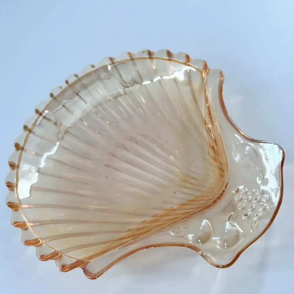 Vintage Marigold Carnival Glass Shell Trinket Soap Dish